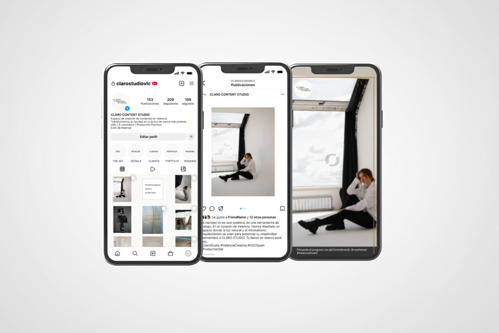 Galería de proyectos de Claro Content Studio: portafolio de soluciones de marca y producto que demuestran la integración de diseño premium con infraestructura técnica robusta